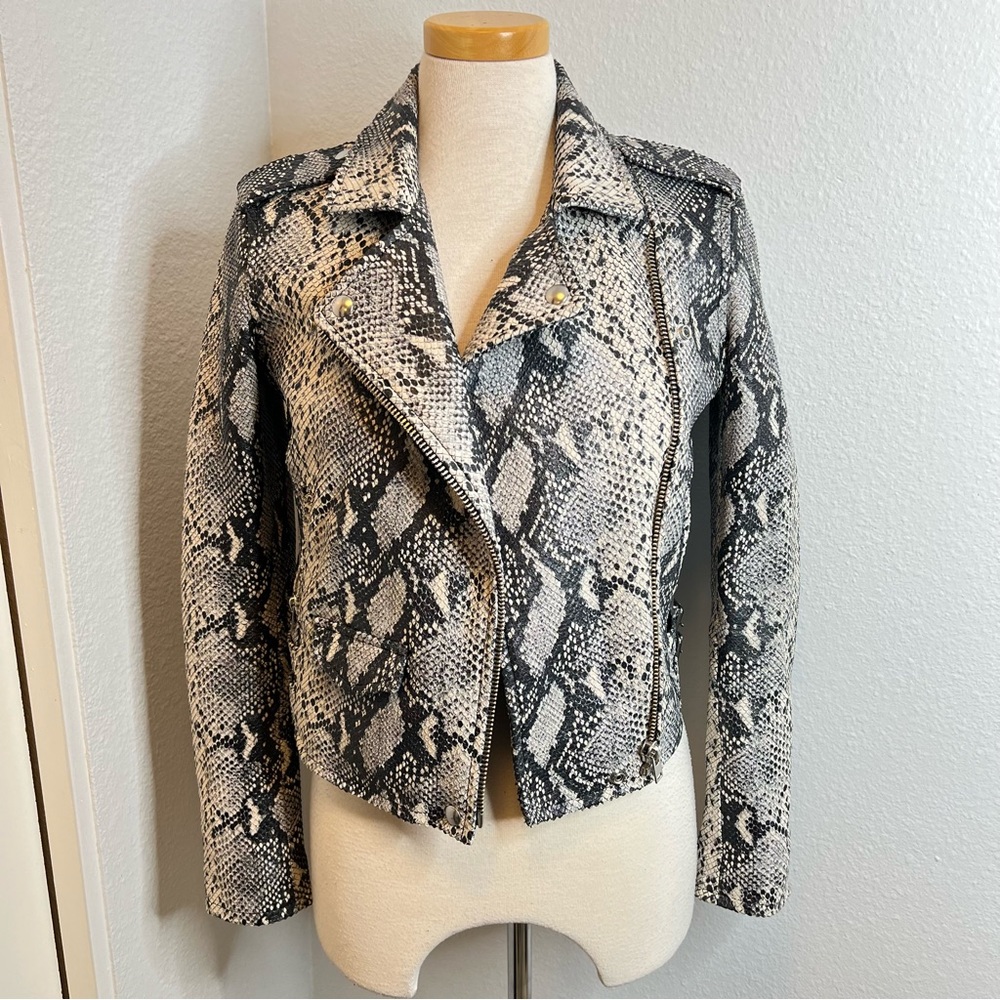 Iro Snake Python Print Ashville Lamb Leather Jack… - image 5